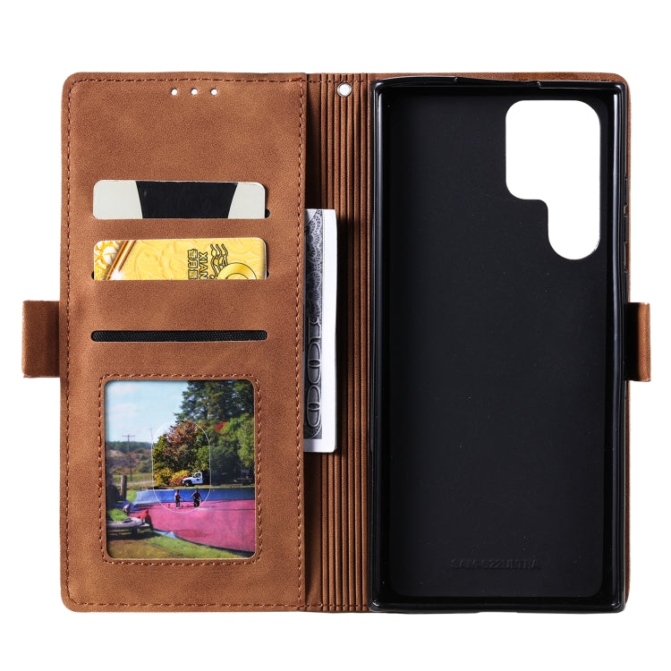 For Samsung Galaxy S25 Ultra 5G Retro Splicing Horizontal Flip Leather Phone Case(Blue) - Galaxy S25 Ultra 5G Cases by PMC TechLife | Online Shopping South Africa | PMC TechLife | Buy Now Pay Later Mobicred