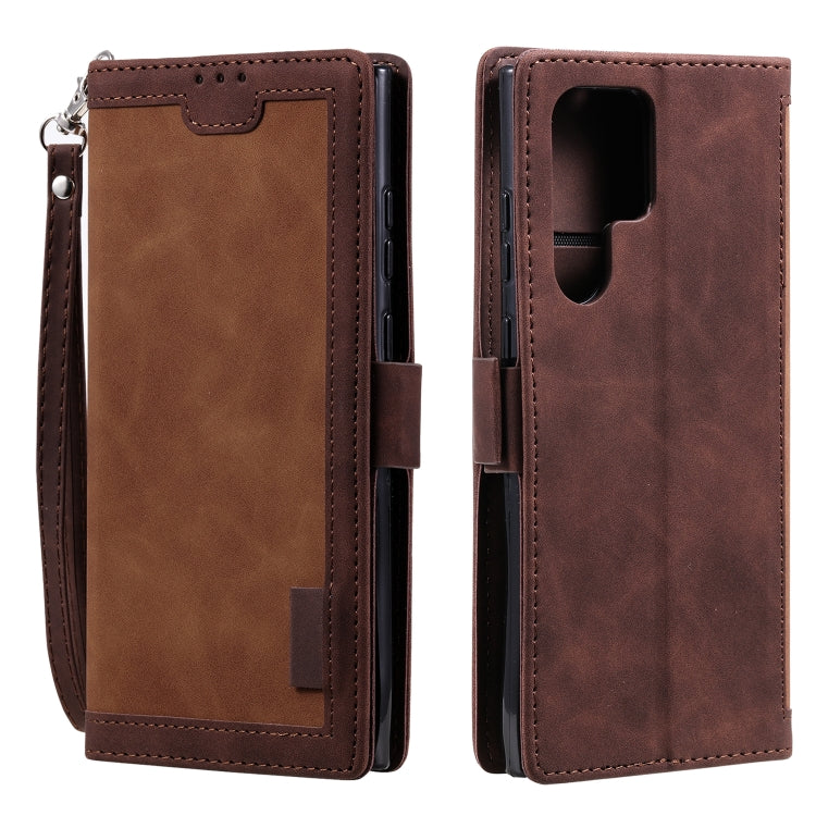 For Samsung Galaxy S25 Ultra 5G Retro Splicing Horizontal Flip Leather Phone Case(Brown) - Galaxy S25 Ultra 5G Cases by PMC TechLife | Online Shopping South Africa | PMC TechLife | Buy Now Pay Later Mobicred