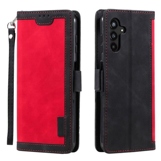 For Samsung Galaxy S25 5G Retro Splicing Horizontal Flip Leather Phone Case(Red) - Galaxy S25 5G Cases by PMC Jewellery | Online Shopping South Africa | PMC Jewellery | Buy Now Pay Later Mobicred