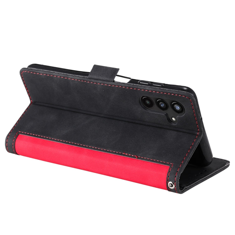 For Samsung Galaxy S25 5G Retro Splicing Horizontal Flip Leather Phone Case(Red) - Galaxy S25 5G Cases by PMC TechLife | Online Shopping South Africa | PMC TechLife | Buy Now Pay Later Mobicred