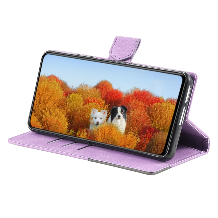 For Samsung Galaxy S25 5G TTUDRCH Embossed Line Splicing Leather Phone Case(Purple) - Galaxy S25 5G Cases by PMC Jewellery | Online Shopping South Africa | PMC Jewellery | Buy Now Pay Later Mobicred