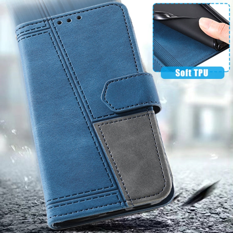 For Samsung Galaxy S25+ 5G TTUDRCH Embossed Line Splicing Leather Phone Case(Blue) - Galaxy S25+ 5G Cases by PMC Jewellery | Online Shopping South Africa | PMC Jewellery | Buy Now Pay Later Mobicred