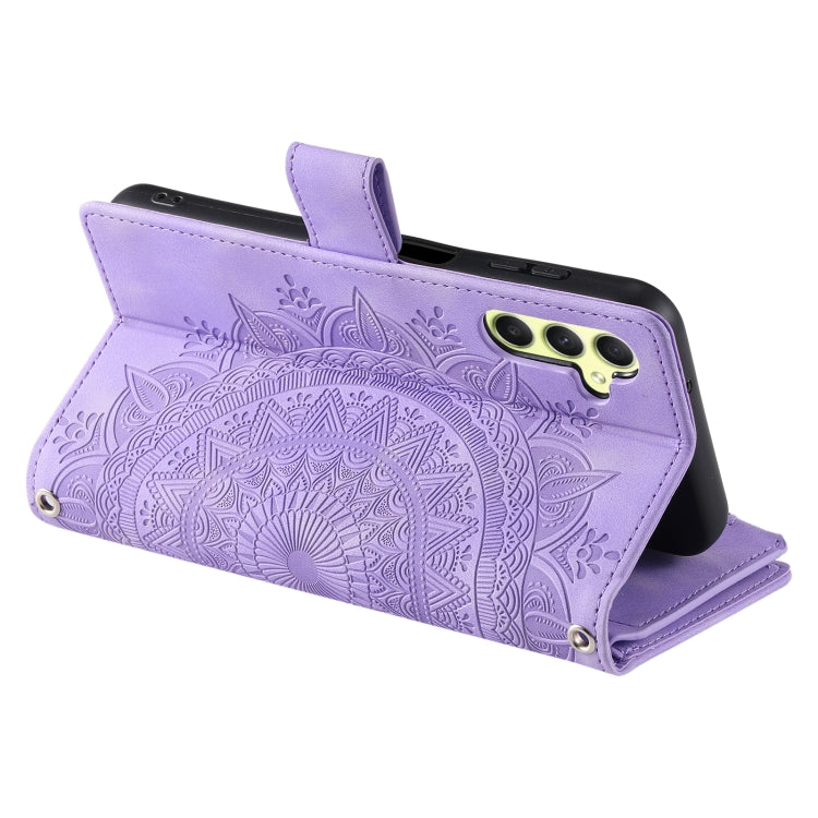 For Samsung Galaxy S25+ 5G Multi-Card Totem Zipper Leather Phone Case(Purple) - Galaxy S25+ 5G Cases by PMC Jewellery | Online Shopping South Africa | PMC Jewellery | Buy Now Pay Later Mobicred