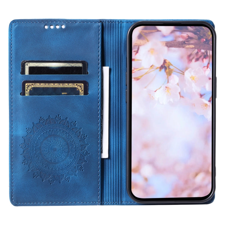 For Samsung Galaxy S25 5G Totem Embossed Magnetic Leather Phone Case(Blue) - Galaxy S25 5G Cases by PMC Jewellery | Online Shopping South Africa | PMC Jewellery | Buy Now Pay Later Mobicred