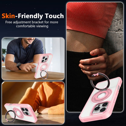 For iPhone 16 Skin Feel Matte 360 Degree Rotating Silicone Ring Holder Phone Case(Pink) - iPhone 16 Cases by PMC Jewellery | Online Shopping South Africa | PMC Jewellery | Buy Now Pay Later Mobicred