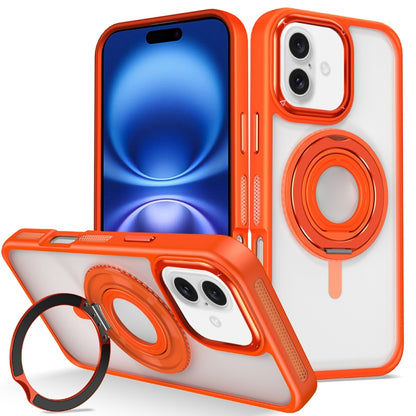 For iPhone 16 Skin Feel Transparent 360 Degree Rotating Silicone Ring Holder Phone Case(Orange) - iPhone 16 Cases by PMC Jewellery | Online Shopping South Africa | PMC Jewellery | Buy Now Pay Later Mobicred