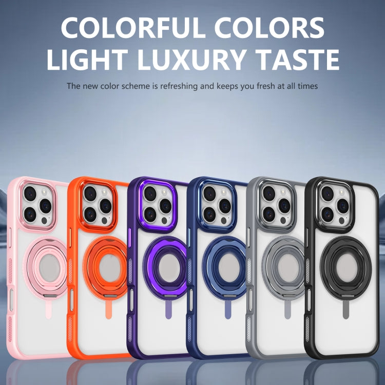 For iPhone 16 Pro Skin Feel Transparent 360 Degree Rotating Silicone Ring Holder Phone Case(Black) - free shipping - PMC Jewellery - Order now!