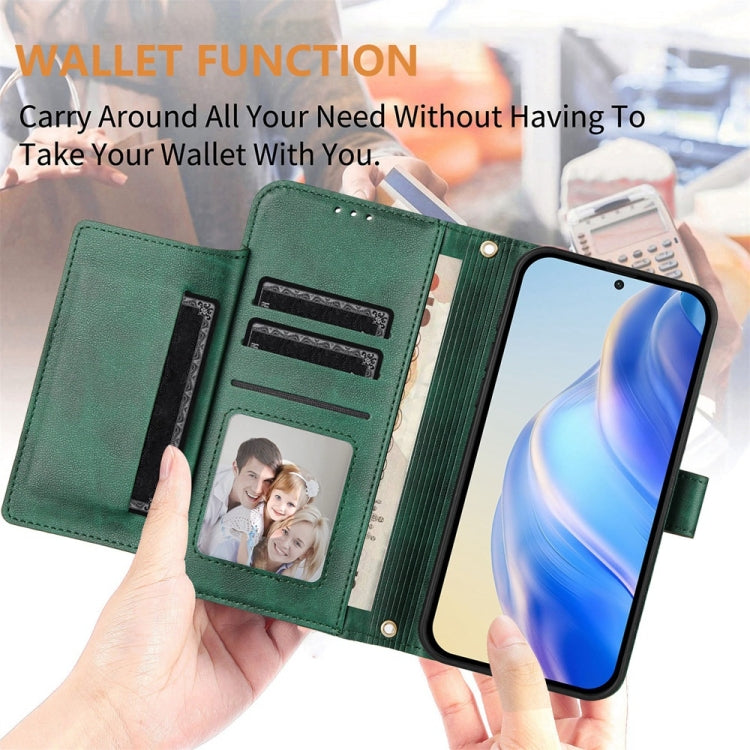 For Samsung Galaxy S25+ 5G Multi-Card Slots Zipper Wallet Leather Phone Case(Green) - Galaxy S25+ 5G Cases by PMC Jewellery | Online Shopping South Africa | PMC Jewellery | Buy Now Pay Later Mobicred