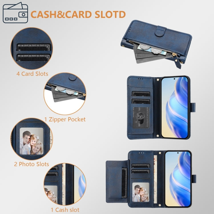 For Samsung Galaxy S25 5G Multi-Card Slots Zipper Wallet Leather Phone Case(Blue) - Galaxy S25 5G Cases by PMC Jewellery | Online Shopping South Africa | PMC Jewellery | Buy Now Pay Later Mobicred