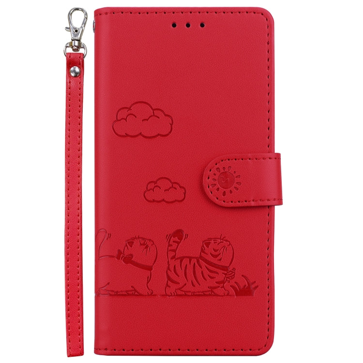 For Samsung Galaxy S25+ 5G Cute Cats RFID Leather Phone Case(Red) - Galaxy S25+ 5G Cases by PMC Jewellery | Online Shopping South Africa | PMC Jewellery | Buy Now Pay Later Mobicred