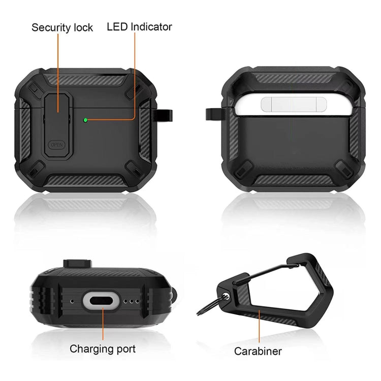 For AirPods 4 Shield Shockproof Earphone Protective Case with Hook(Black Green) - free shipping - PMC Jewellery - Order now!