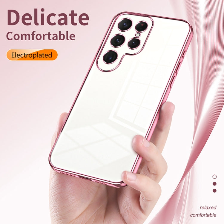 For Samsung Galaxy S25 Ultra 5G Transparent Plating Fine Hole Phone Case(Blue) - Galaxy S25 Ultra 5G Cases by PMC Jewellery | Online Shopping South Africa | PMC Jewellery | Buy Now Pay Later Mobicred
