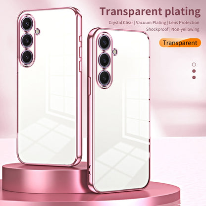 For Samsung Galaxy S25+ 5G Transparent Plating Fine Hole Phone Case(Pink) - Galaxy S25+ 5G Cases by PMC Jewellery | Online Shopping South Africa | PMC Jewellery | Buy Now Pay Later Mobicred