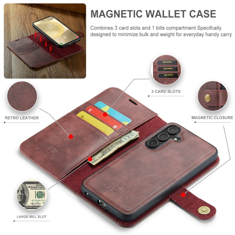 For Samsung Galaxy S24 FE 5G DG.MING Crazy Horse Texture Detachable Magnetic Leather Case(Red) - Galaxy S24 FE 5G Cases by DG.MING | Online Shopping South Africa | PMC Jewellery | Buy Now Pay Later Mobicred