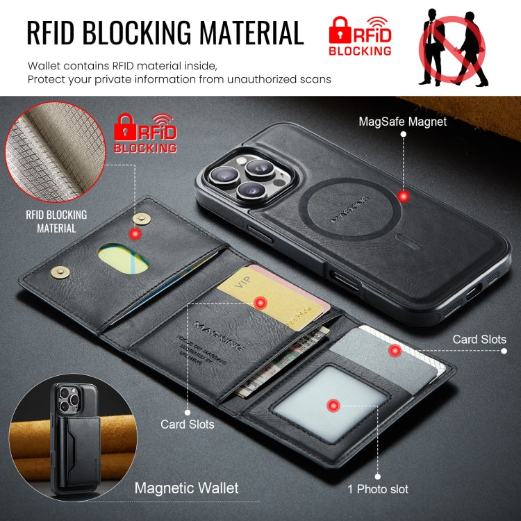 For iPhone 16 Pro Max DG.MING MAGKING-K2 Series MagSafe RFID Card Bag Detachable Phone Case(Black) - iPhone 16 Pro Max Cases by DG.MING | Online Shopping South Africa | PMC Jewellery | Buy Now Pay Later Mobicred