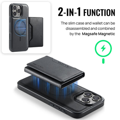 For iPhone 16 Pro DG.MING MAGKING-K2 Series MagSafe RFID Card Bag Detachable Phone Case(Black) - iPhone 16 Pro Cases by DG.MING | Online Shopping South Africa | PMC Jewellery | Buy Now Pay Later Mobicred