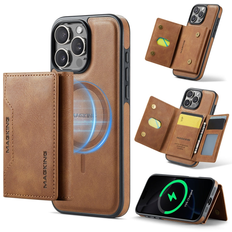 For iPhone 16 Pro DG.MING MAGKING-K2 Series MagSafe RFID Card Bag Detachable Phone Case(Brown) - iPhone 16 Pro Cases by DG.MING | Online Shopping South Africa | PMC Jewellery | Buy Now Pay Later Mobicred