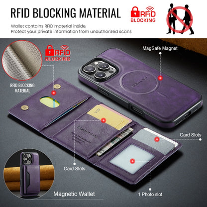 For iPhone 16 Pro DG.MING MAGKING-K2 Series MagSafe RFID Card Bag Detachable Phone Case(Purple) - iPhone 16 Pro Cases by DG.MING | Online Shopping South Africa | PMC Jewellery | Buy Now Pay Later Mobicred