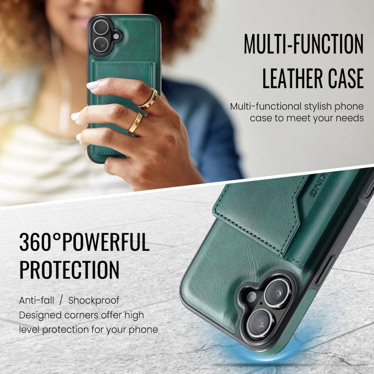 For iPhone 16 Plus DG.MING MAGKING-K2 Series MagSafe RFID Card Bag Detachable Phone Case(Green) - iPhone 16 Plus Cases by DG.MING | Online Shopping South Africa | PMC Jewellery | Buy Now Pay Later Mobicred