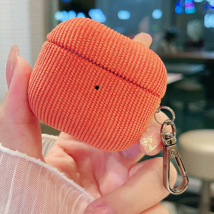 For AirPods 3 Corduroy Cloth Pattern Earphone Protective Case(Orange) - For AirPods 3 by PMC Jewellery | Online Shopping South Africa | PMC Jewellery | Buy Now Pay Later Mobicred