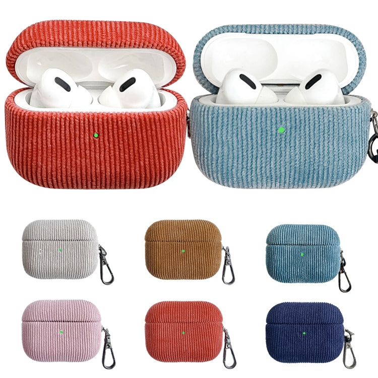 For AirPods Pro 2 Corduroy Cloth Pattern Earphone Protective Case(Beige) - For AirPods Pro 2 by PMC Jewellery | Online Shopping South Africa | PMC Jewellery | Buy Now Pay Later Mobicred