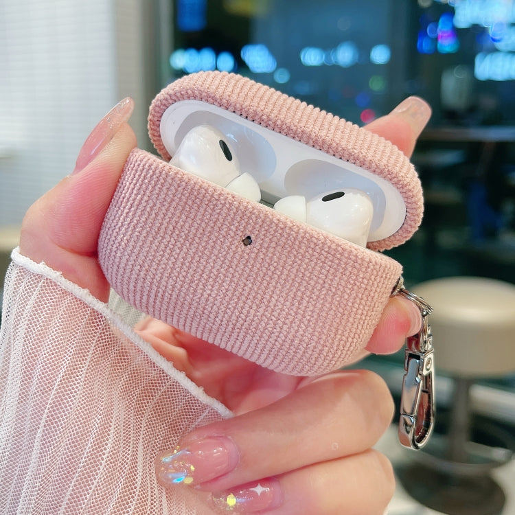 For AirPods Pro Corduroy Cloth Pattern Earphone Protective Case(Beige) - For AirPods Pro by PMC Jewellery | Online Shopping South Africa | PMC Jewellery | Buy Now Pay Later Mobicred