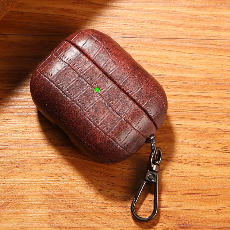 For AirPods Pro 2 Crocodile Texture Earphone Protective Case(Dark Brown) - For AirPods Pro 2 by PMC Jewellery | Online Shopping South Africa | PMC Jewellery | Buy Now Pay Later Mobicred