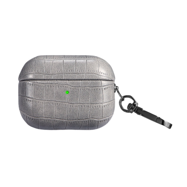 For AirPods 4 Crocodile Texture Earphone Protective Case(Grey) - For AirPods 4 by PMC Jewellery | Online Shopping South Africa | PMC Jewellery | Buy Now Pay Later Mobicred