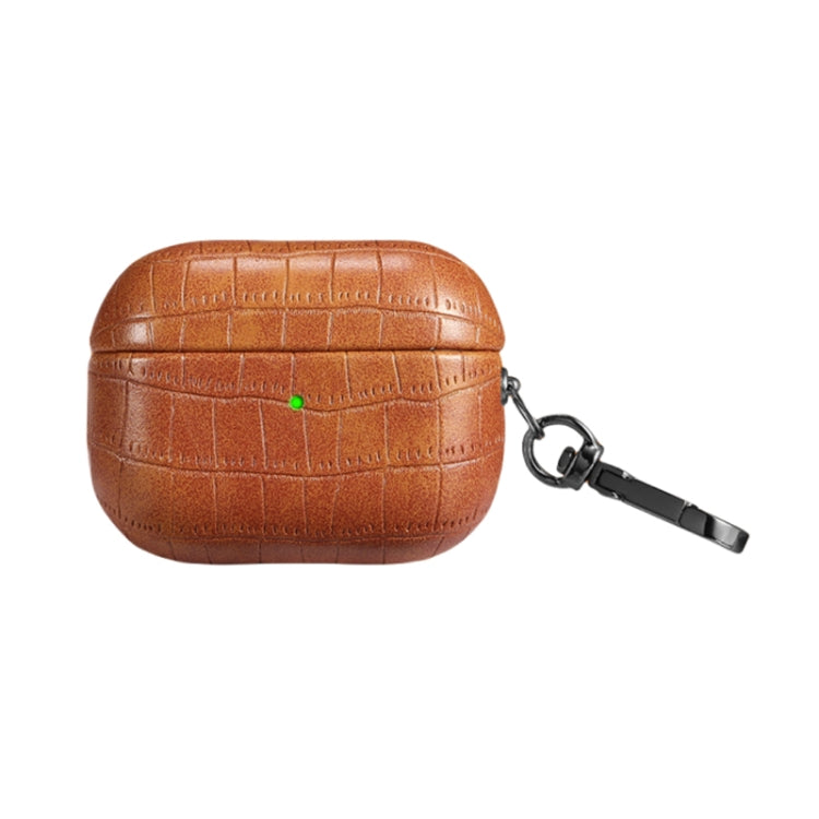 For AirPods 4 Crocodile Texture Earphone Protective Case(Light Brown) - For AirPods 4 by PMC Jewellery | Online Shopping South Africa | PMC Jewellery | Buy Now Pay Later Mobicred