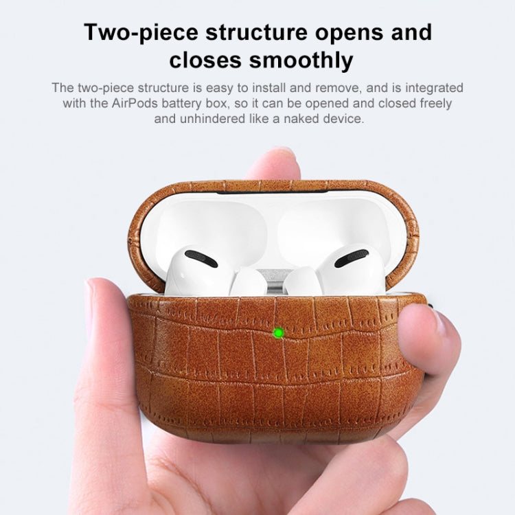 For AirPods Pro Crocodile Texture Earphone Protective Case(Grey) - free shipping - PMC Jewellery - Order now!