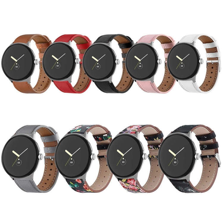 For Google Pixel Watch 3 45mm Round Tail Genuine Leather Watch Band(Red) - Watch Bands by PMc TechLife | Online Shopping South Africa | PMc TechLife | Buy Now Pay Later Mobicred