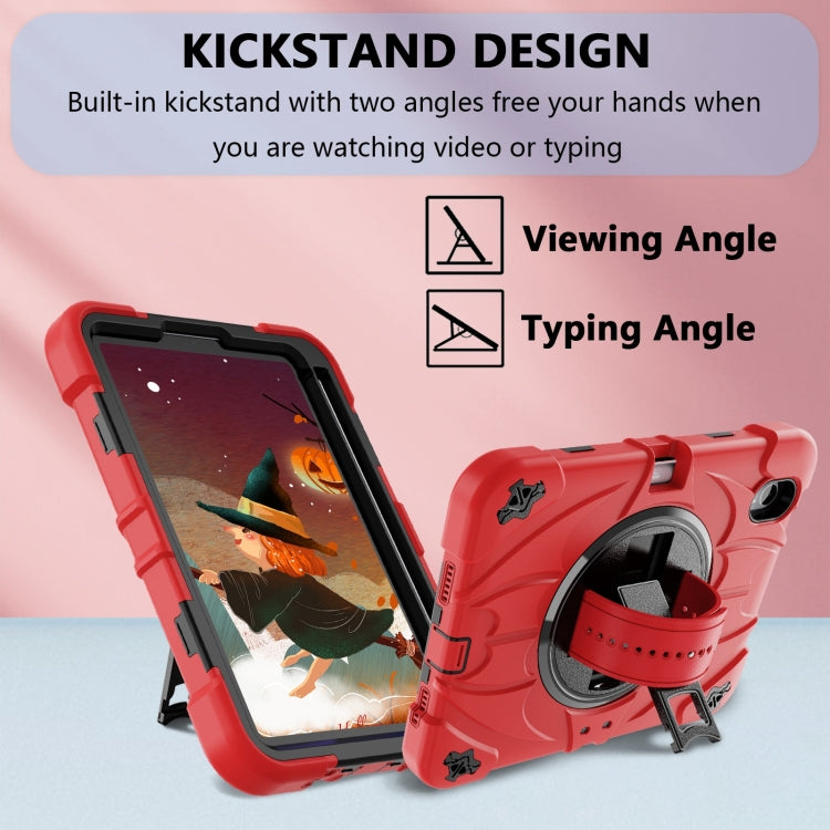 For iPad mini 6 Bat Hand Grip Turntable Stand Tablet Case(Red Black) - iPad mini 6 Cases by PMC Jewellery | Online Shopping South Africa | PMC Jewellery | Buy Now Pay Later Mobicred