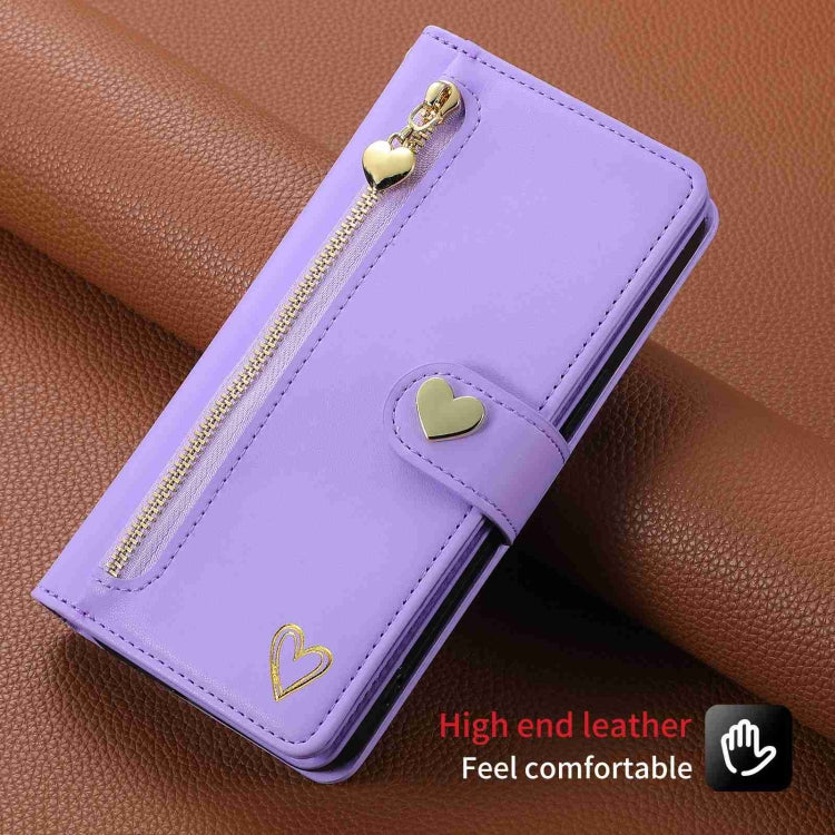 For Google Pixel 7 Pro POLA Love Multi-Card Slots Zipper Wallet Leather Phone Case(Purple) - Google Cases by POLA | Online Shopping South Africa | PMC TechLife | Buy Now Pay Later Mobicred