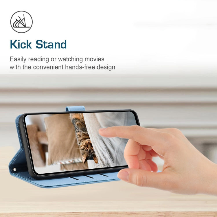 For Samsung Galaxy S25+ / S24+ 5G Embossed Kitten Phone Leather Case with Lanyard(Blue) - Galaxy S24+ 5G Cases by PMC TechLife | Online Shopping South Africa | PMC TechLife | Buy Now Pay Later Mobicred
