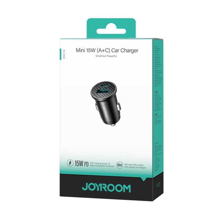 JOYROOM JR-CCN16 15W USB-A and USB-C Mini Car Charger(Black) - Car Charger by JOYROOM | Online Shopping South Africa | PMC Jewellery | Buy Now Pay Later Mobicred