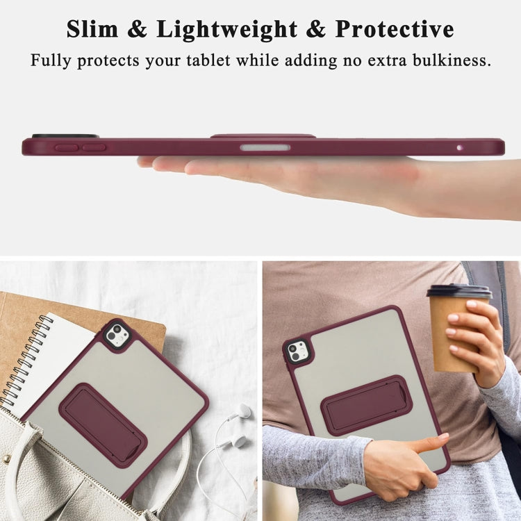 For iPad 9.7 inch 2018 / 2017 Skin Feel Holder PC Hybrid TPU Tablet Case(Wine Red) - iPad 9.7 (2018) & (2017) Cases by PMC Jewellery | Online Shopping South Africa | PMC Jewellery | Buy Now Pay Later Mobicred