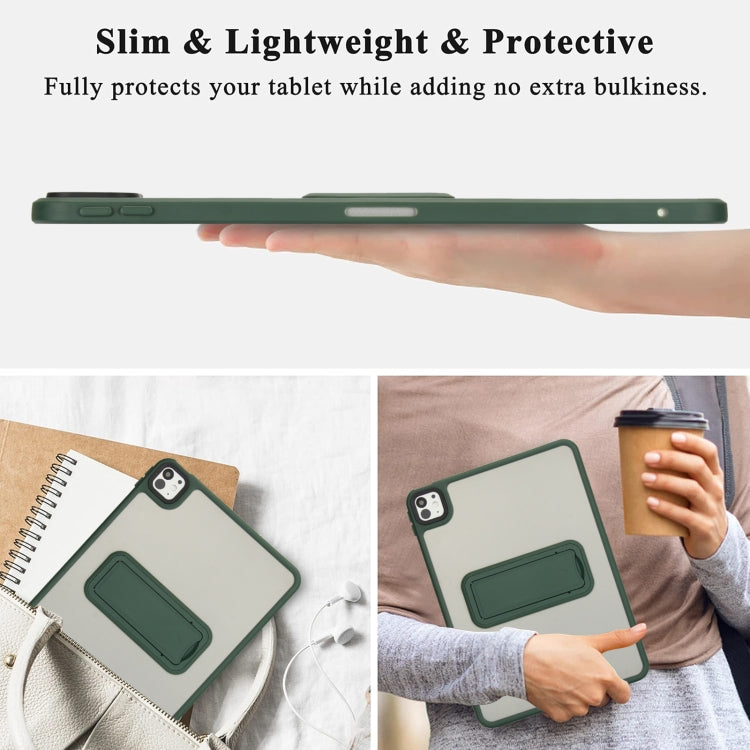 For iPad 10th Gen 10.9 2022 Skin Feel Holder PC Hybrid TPU Tablet Case(Dark Green) - iPad 10th Gen 10.9 Cases by PMC Jewellery | Online Shopping South Africa | PMC Jewellery | Buy Now Pay Later Mobicred