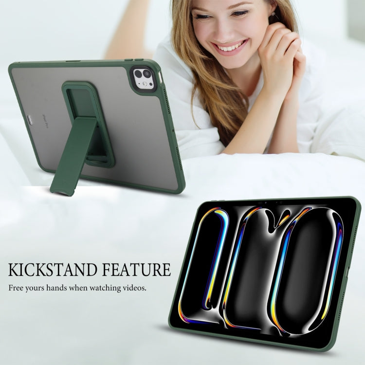 For iPad 10th Gen 10.9 2022 Skin Feel Holder PC Hybrid TPU Tablet Case(Dark Green) - iPad 10th Gen 10.9 Cases by PMC Jewellery | Online Shopping South Africa | PMC Jewellery | Buy Now Pay Later Mobicred