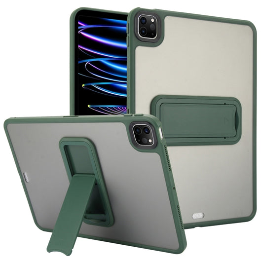 For iPad Pro 11 2022 / 2021 / 2020 Skin Feel Holder PC Hybrid TPU Tablet Case(Dark Green) - iPad Pro 11 (2022/2021) Cases by PMC Jewellery | Online Shopping South Africa | PMC Jewellery | Buy Now Pay Later Mobicred