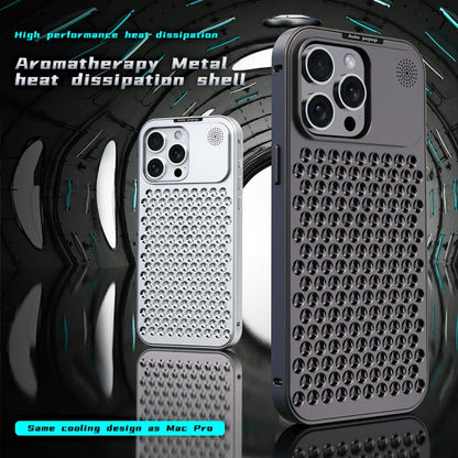 For iPhone 16 Plus R-JUST RJ58 Aromatherapy Metal Cooling Phone Case(Black) - iPhone 16 Plus Cases by R-JUST | Online Shopping South Africa | PMC Jewellery | Buy Now Pay Later Mobicred