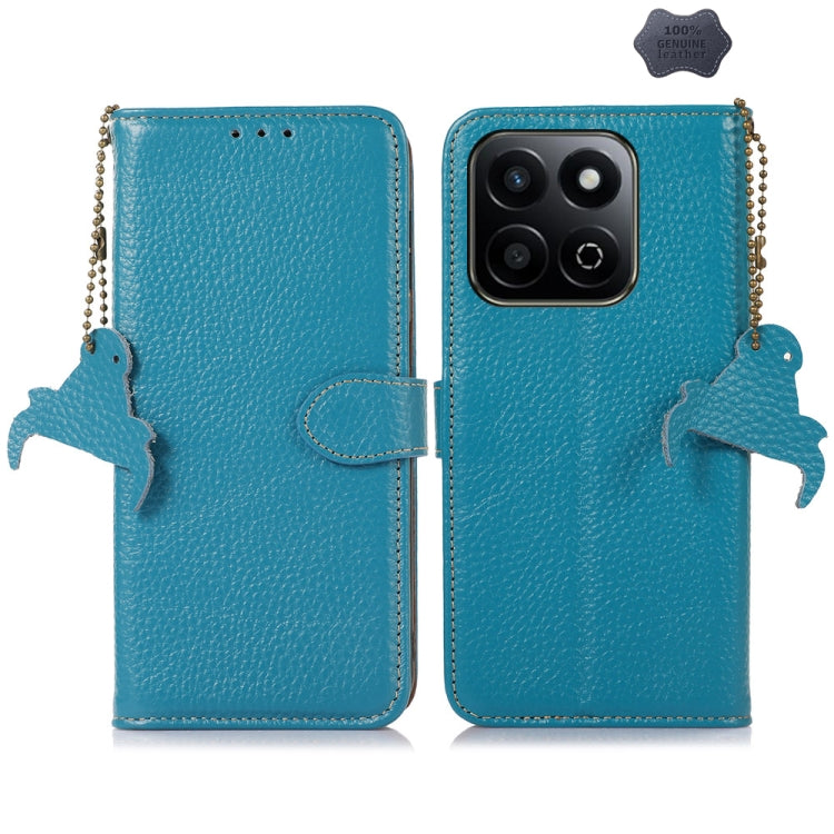 For Honor Play 60 Plus Genuine Leather Litchi Texture RFID Leather Phone Case(Blue) - Honor Cases by PMC TechLife | Online Shopping South Africa | PMC TechLife | Buy Now Pay Later Mobicred