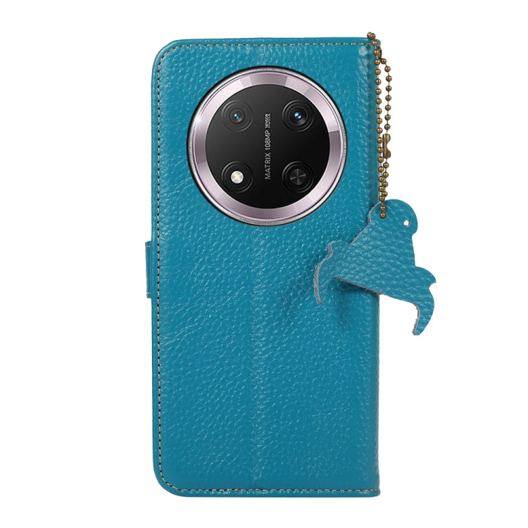 For Honor X9c Genuine Leather Litchi Texture RFID Leather Phone Case(Blue) - Honor Cases by PMC TechLife | Online Shopping South Africa | PMC TechLife | Buy Now Pay Later Mobicred