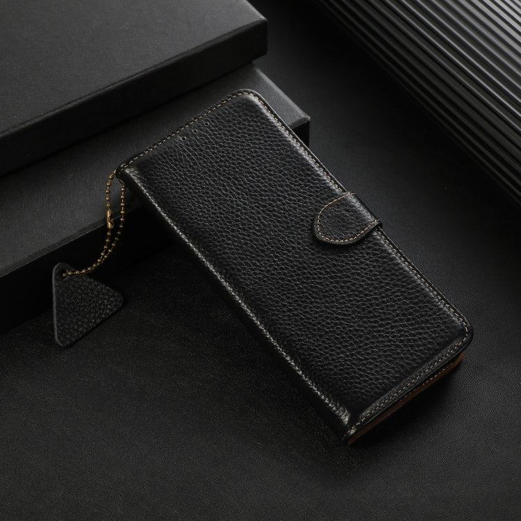 For Honor X9c Genuine Leather Litchi Texture RFID Leather Phone Case(Black) - Honor Cases by PMC TechLife | Online Shopping South Africa | PMC TechLife | Buy Now Pay Later Mobicred