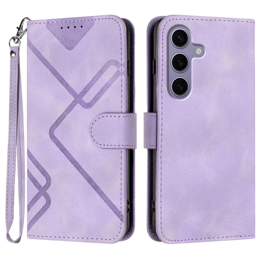 For Samsung Galaxy S25 5G Line Pattern Skin Feel Leather Phone Case(Light Purple) - Galaxy S25 5G Cases by PMC Jewellery | Online Shopping South Africa | PMC Jewellery | Buy Now Pay Later Mobicred