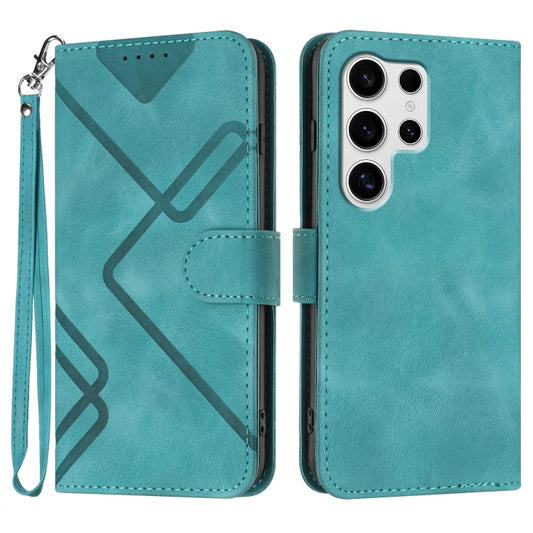 For Samsung Galaxy S25 Ultra 5G Line Pattern Skin Feel Leather Phone Case(Light Blue) - Galaxy S25 Ultra 5G Cases by PMC Jewellery | Online Shopping South Africa | PMC Jewellery | Buy Now Pay Later Mobicred