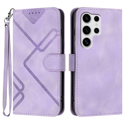 For Samsung Galaxy S25 Ultra 5G Line Pattern Skin Feel Leather Phone Case(Light Purple) - Galaxy S25 Ultra 5G Cases by PMC Jewellery | Online Shopping South Africa | PMC Jewellery | Buy Now Pay Later Mobicred