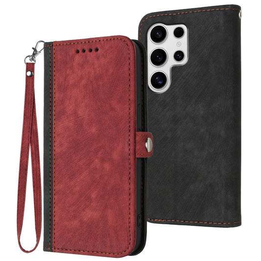 For Samsung Galaxy S25 Ultra 5G Side Buckle Double Fold Hand Strap Leather Phone Case(Red) - Galaxy S25 Ultra 5G Cases by PMC Jewellery | Online Shopping South Africa | PMC Jewellery | Buy Now Pay Later Mobicred