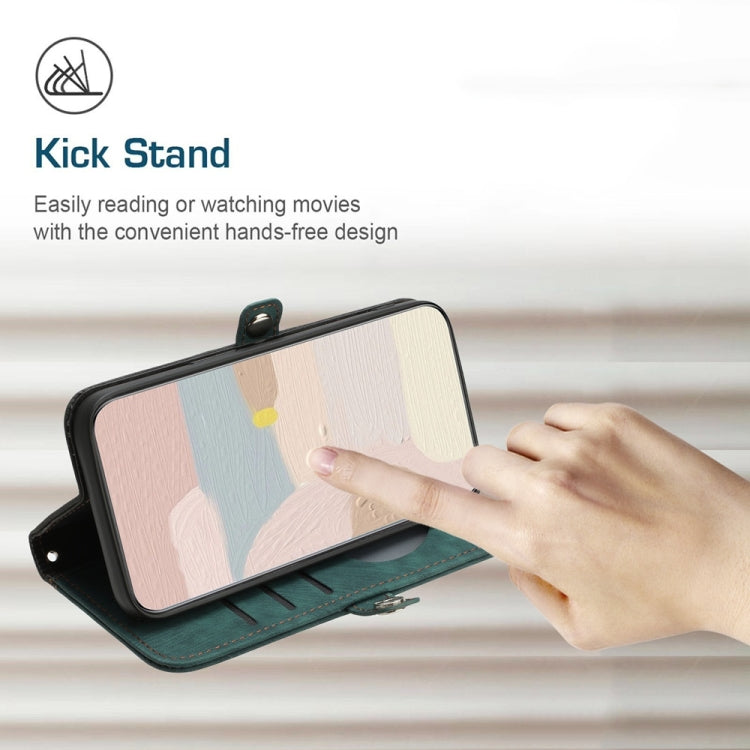 For Samsung Galaxy S25 Ultra 5G Side Buckle Double Fold Hand Strap Leather Phone Case(Dark Green) - free shipping - PMC Jewellery - Order now!