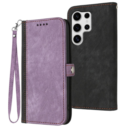 For Samsung Galaxy S25 Ultra 5G Side Buckle Double Fold Hand Strap Leather Phone Case(Purple) - Galaxy S25 Ultra 5G Cases by PMC Jewellery | Online Shopping South Africa | PMC Jewellery | Buy Now Pay Later Mobicred