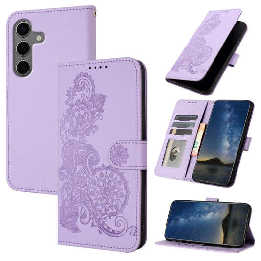 For Samsung Galaxy S25+ 5G Datura Flower Embossed Flip Leather Phone Case(Purple) - Galaxy S25+ 5G Cases by PMC Jewellery | Online Shopping South Africa | PMC Jewellery | Buy Now Pay Later Mobicred